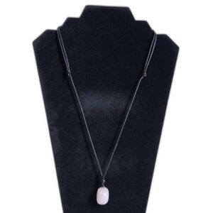 Polished Rose Quartz Tumbled Gemstone Pendant Adjustable Black Cord Necklace